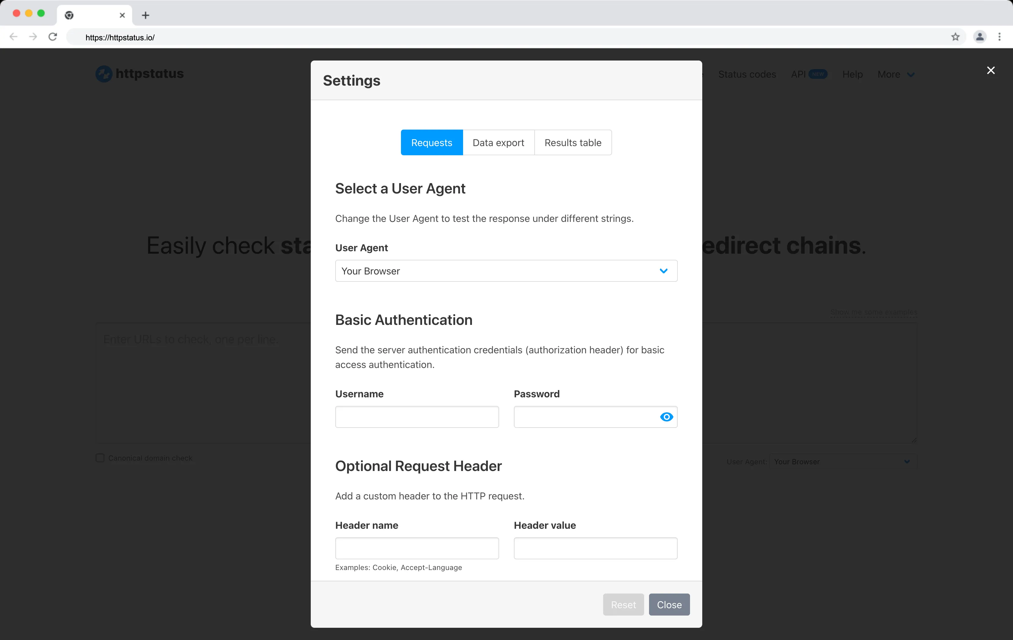 Variety of settings, httpstatus.io