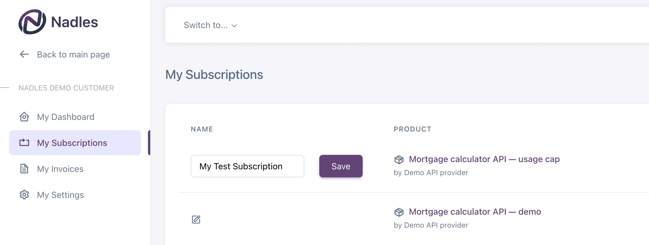 Setting a name for subscription