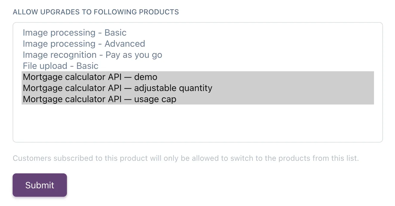 Product configuration