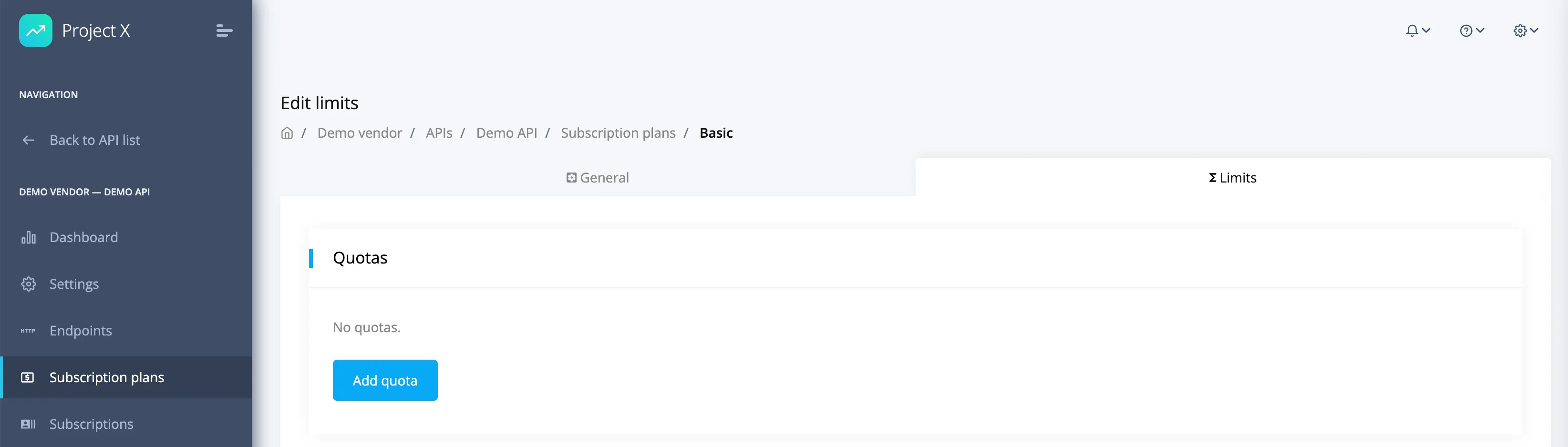 “Basic” subscription plan with no quotas