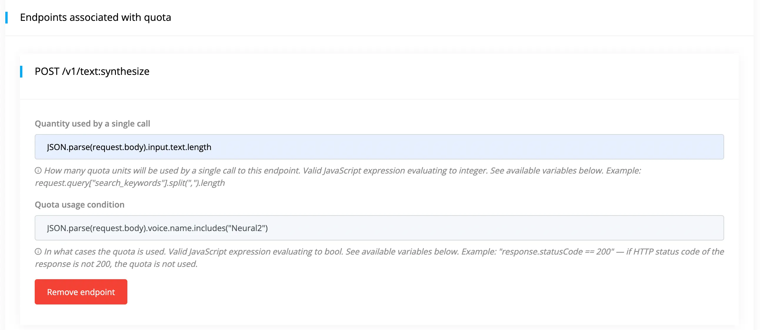 Quota configuration for Neural2 voices