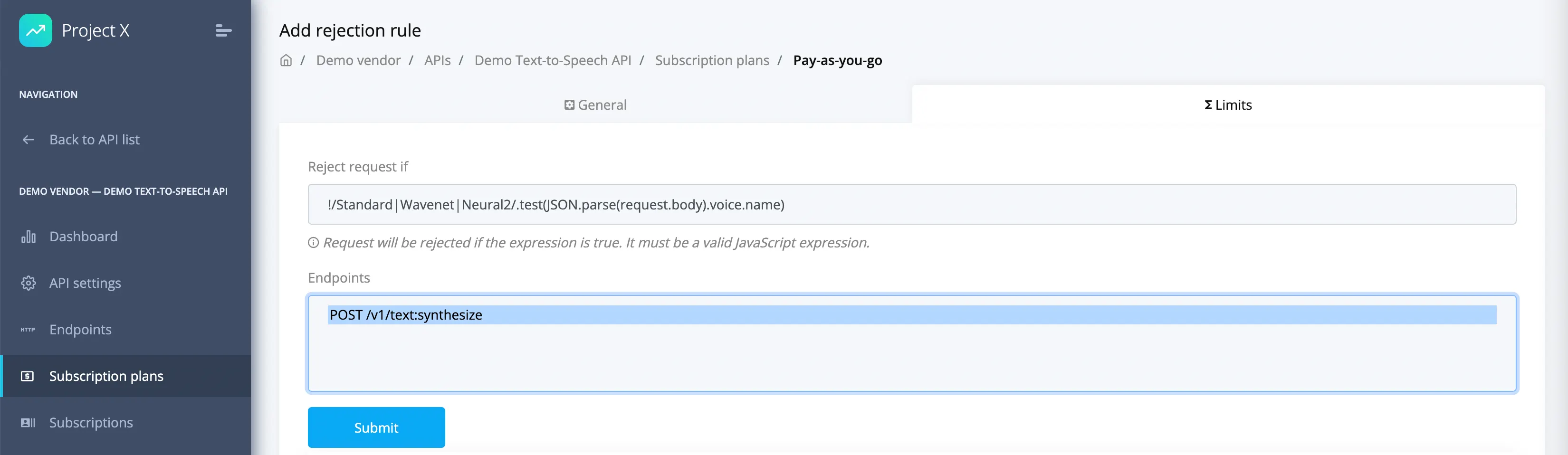 Rejection rule to drop requests with unknown voice types