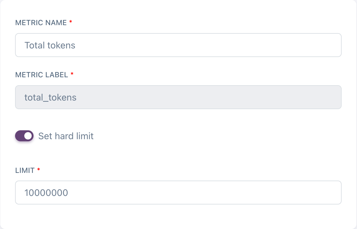 LLM metric configuration