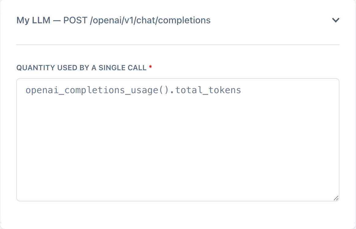 LLM usage metering config